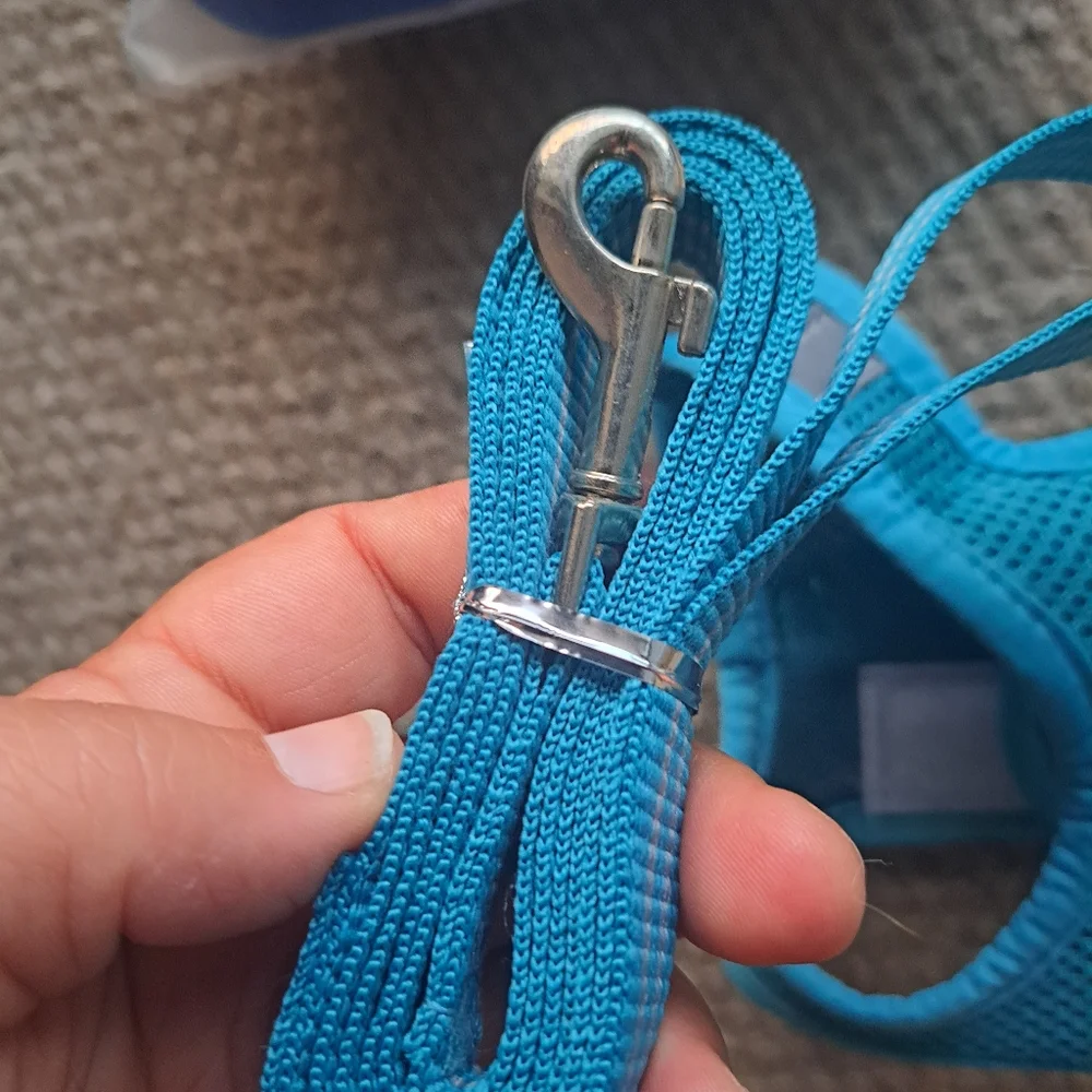 Turquoise Dotoner XS Cat/Dog Harness with Leash in package